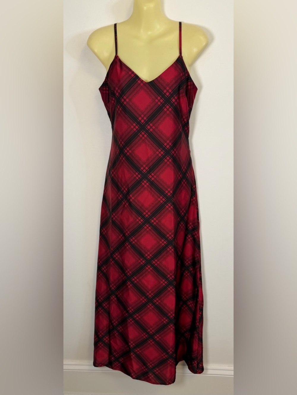 NWT Rachel Zoe Red Plaid Maxi Slip Dress